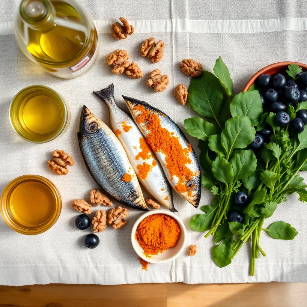 Refeição mediterrânica com sardinha e azeite